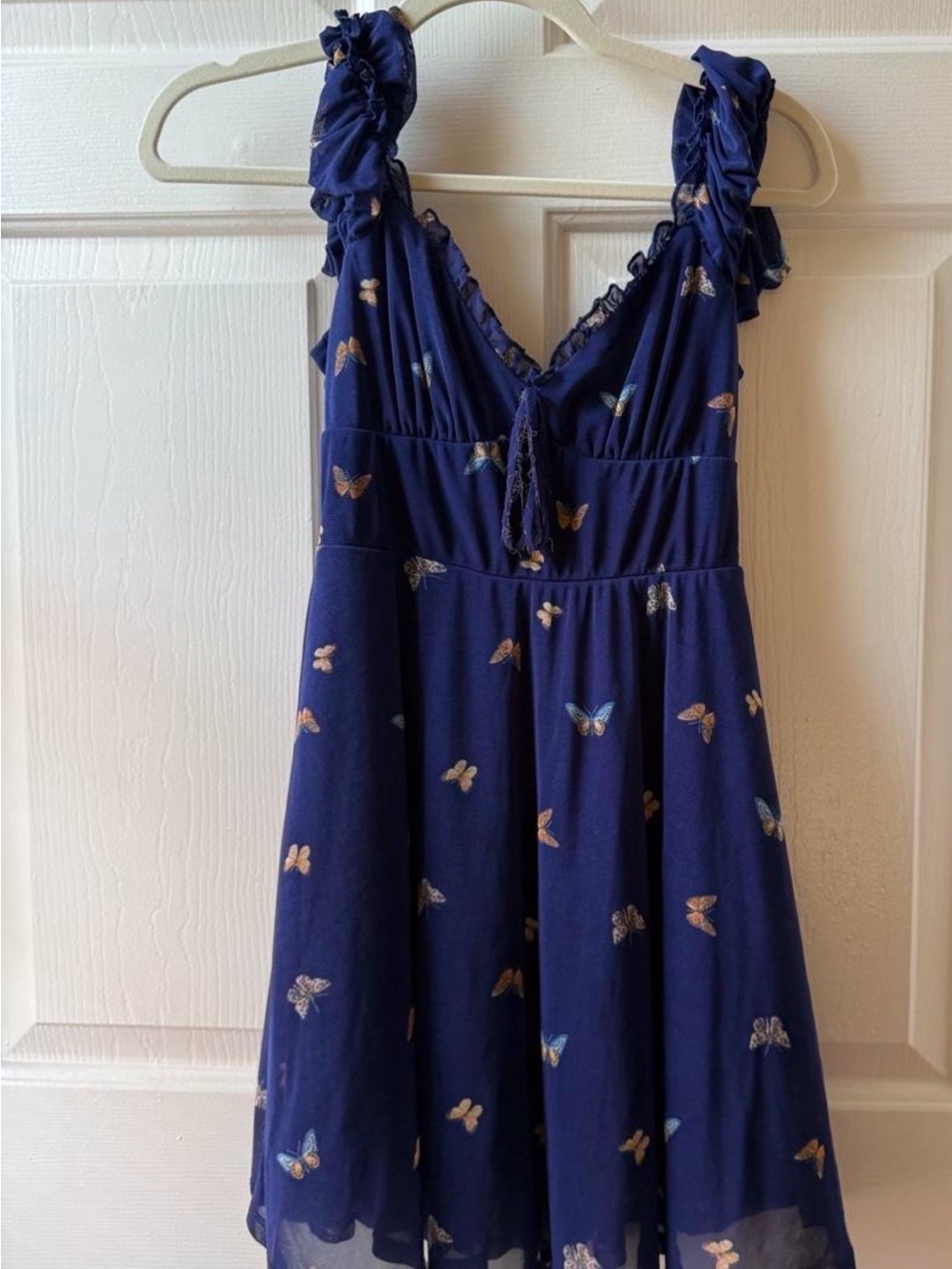 Urban Outfitters Blue Butterfly Print Mini Dress in Size Small